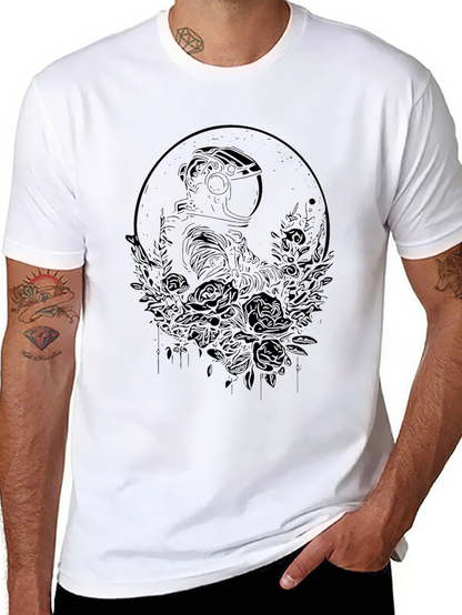 Astronaut & Roses Black Graphic Tee - Unisex