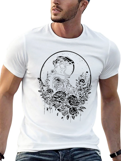 Astronaut & Roses Black Graphic Tee - Unisex