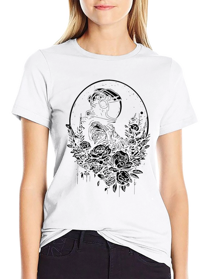 Astronaut & Roses Black Graphic Tee - Unisex