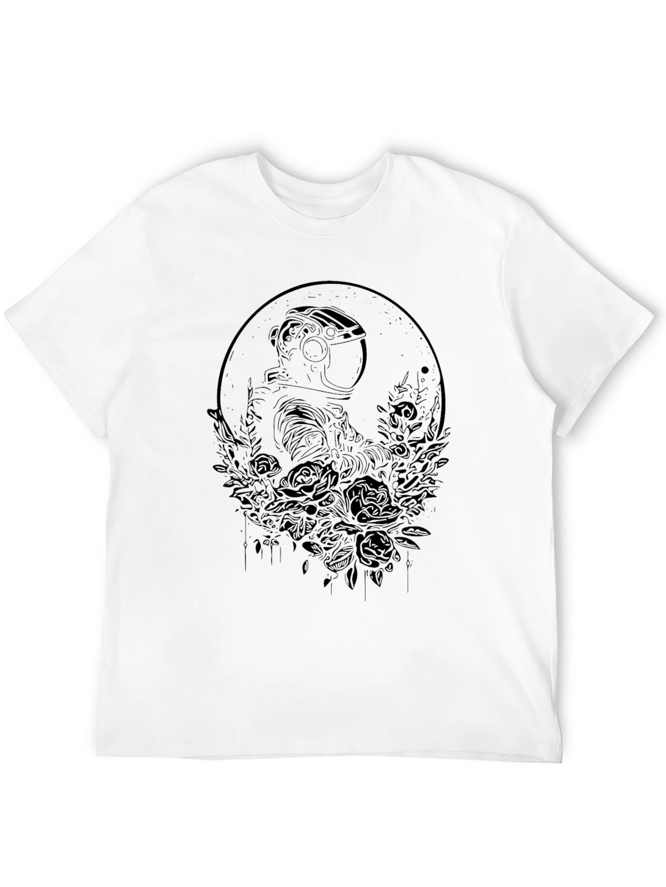 Astronaut & Roses Black Graphic Tee - Unisex