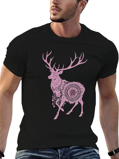 Deer Mandala Graphic T-Shirt - Mens Black Tee