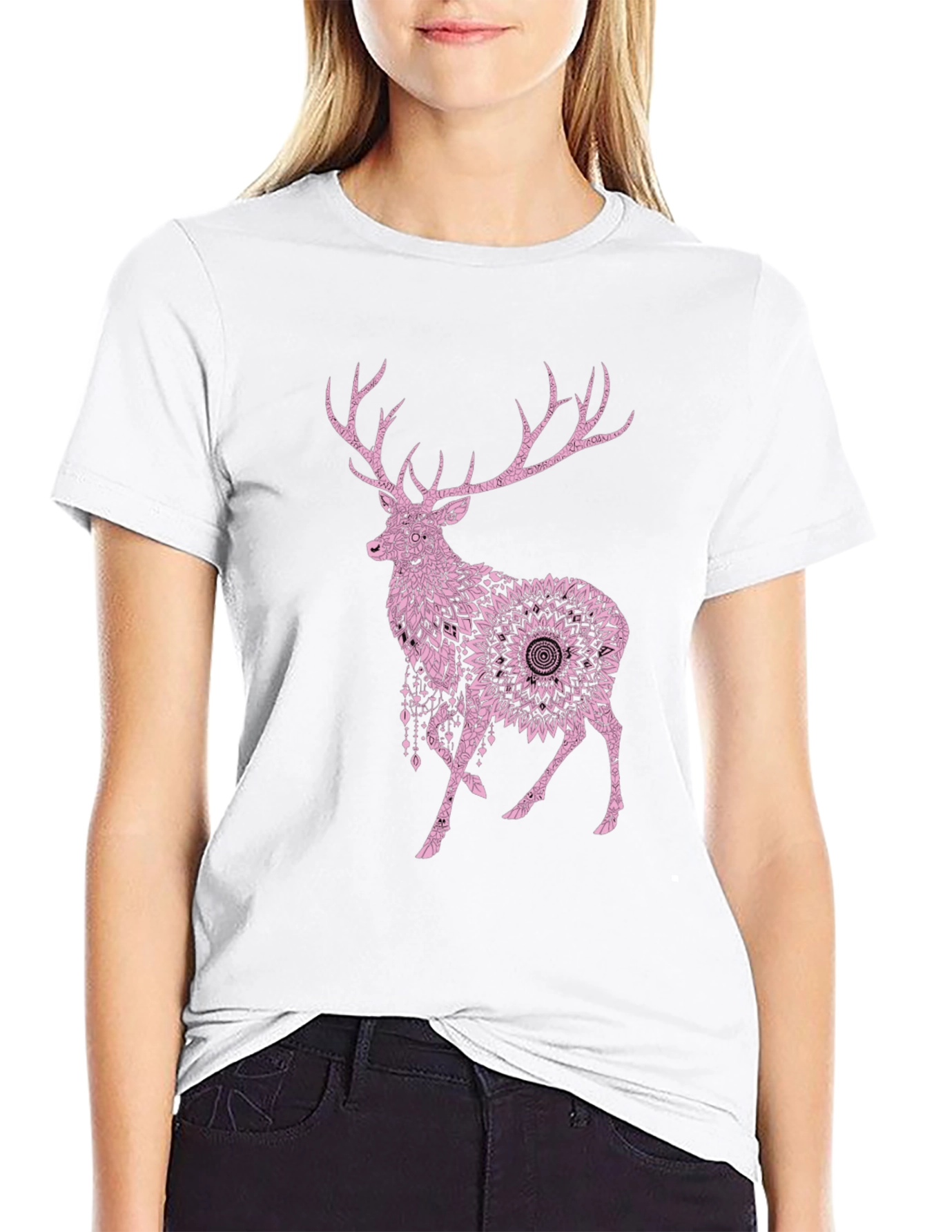 Deer Mandala Graphic T-Shirt - Mens Black Tee