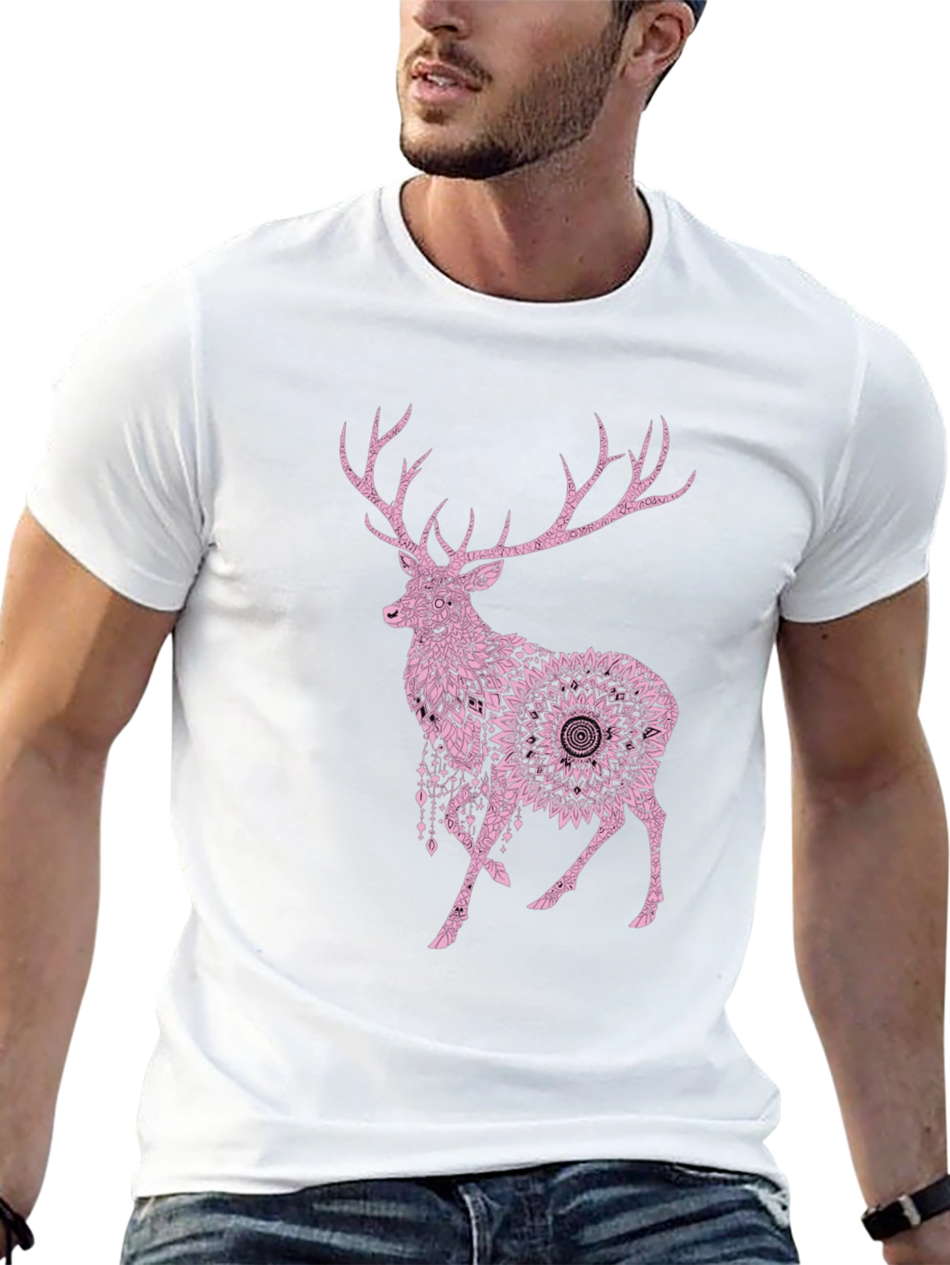 Deer Mandala Graphic T-Shirt - Mens Black Tee