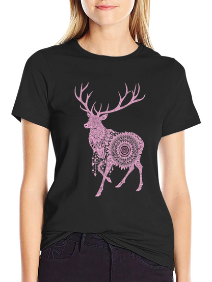 Deer Mandala Graphic T-Shirt - Mens Black Tee
