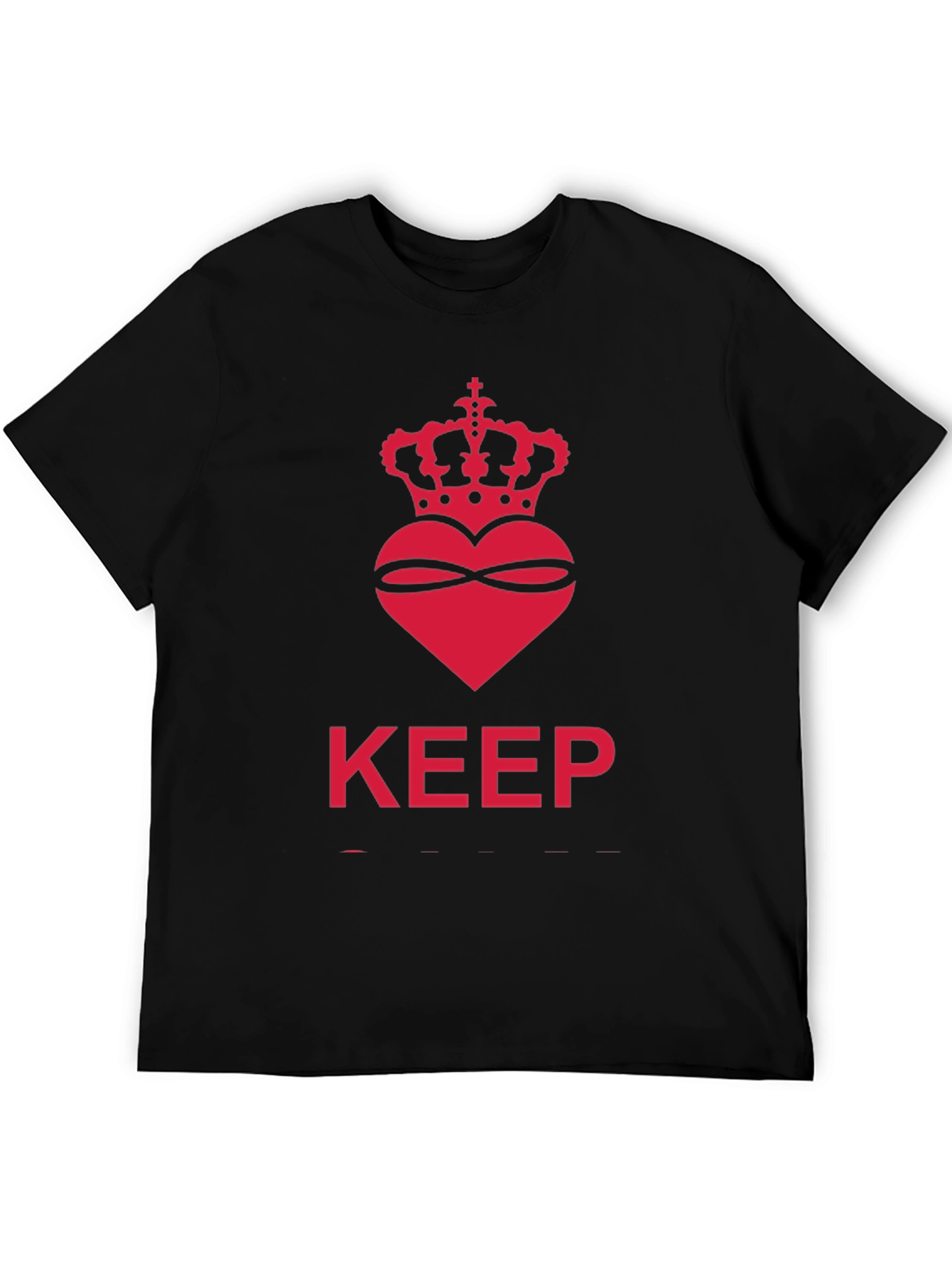 Keep Calm Crown Heart Black T-Shirt