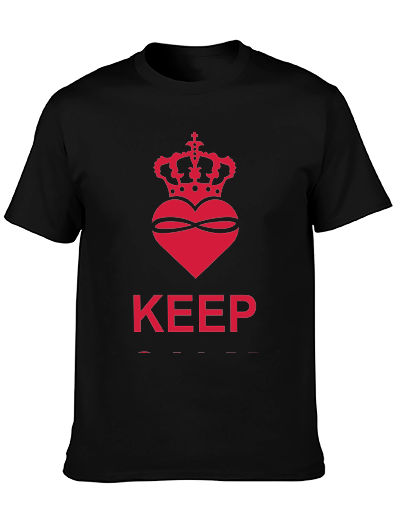 Keep Calm Crown Heart Black T-Shirt