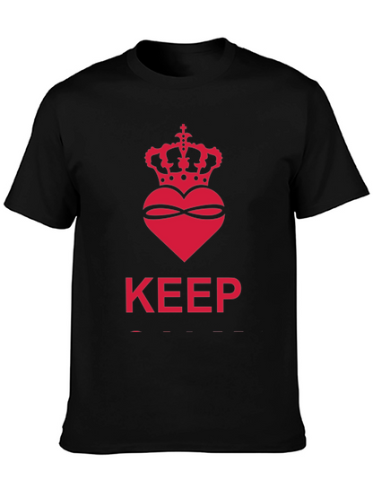 Keep Calm Crown Heart Black T-Shirt