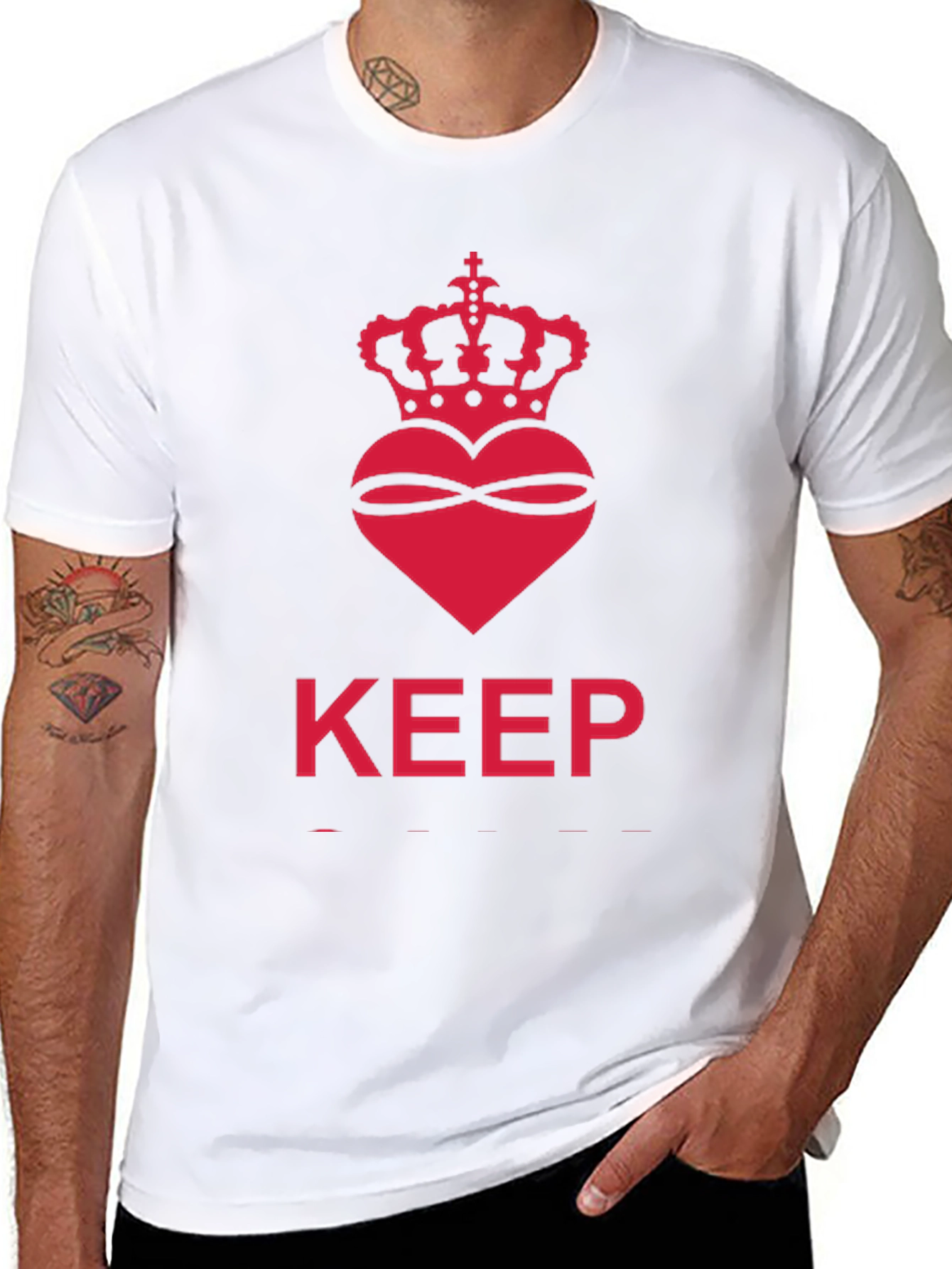 Keep Calm Crown Heart Black T-Shirt