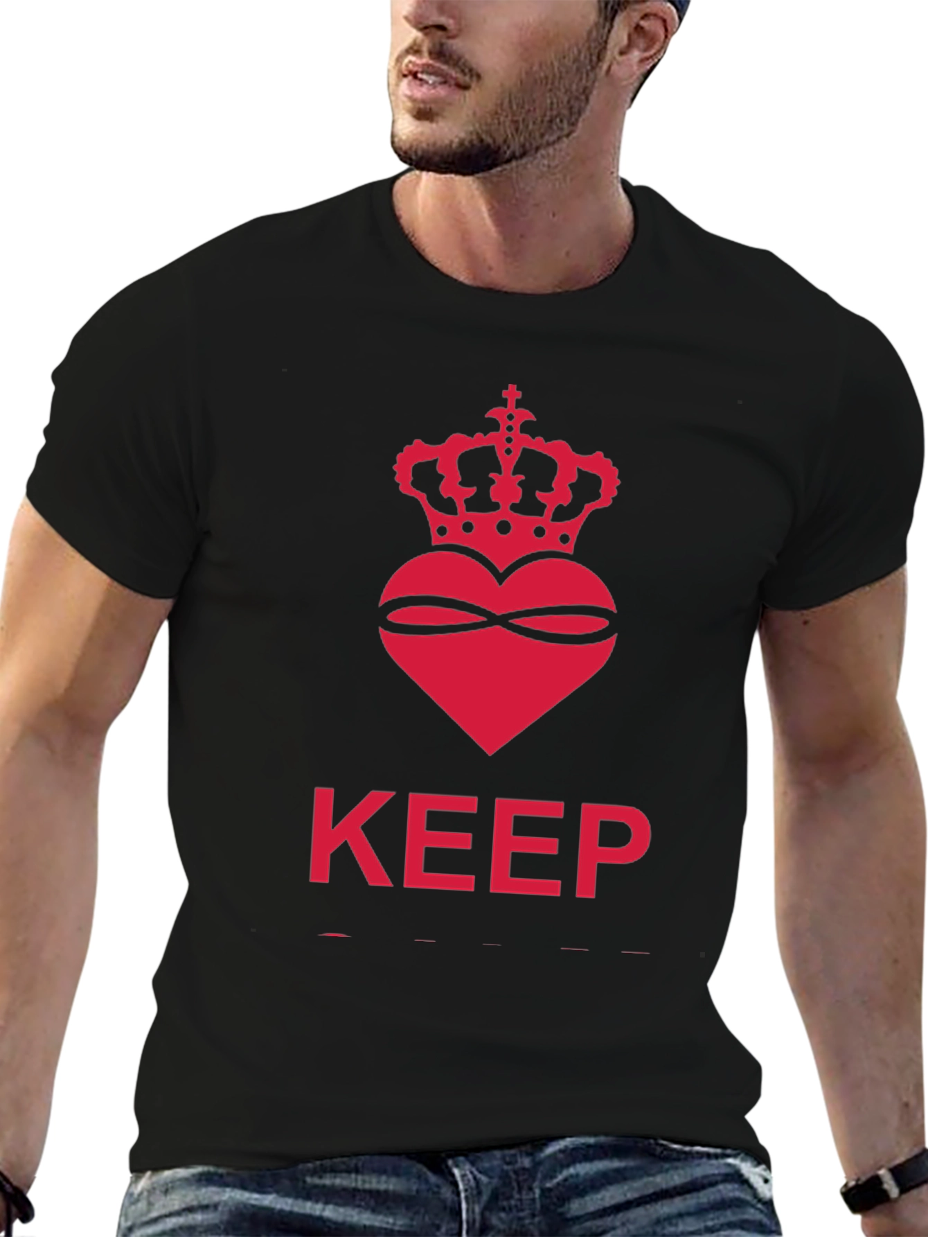 Keep Calm Crown Heart Black T-Shirt