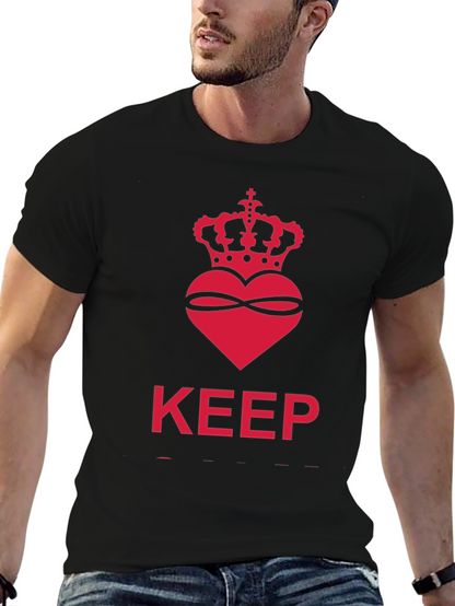 Keep Calm Crown Heart Black T-Shirt