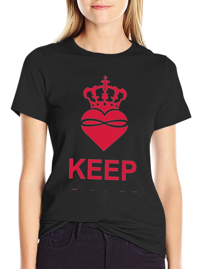Keep Calm Crown Heart Black T-Shirt