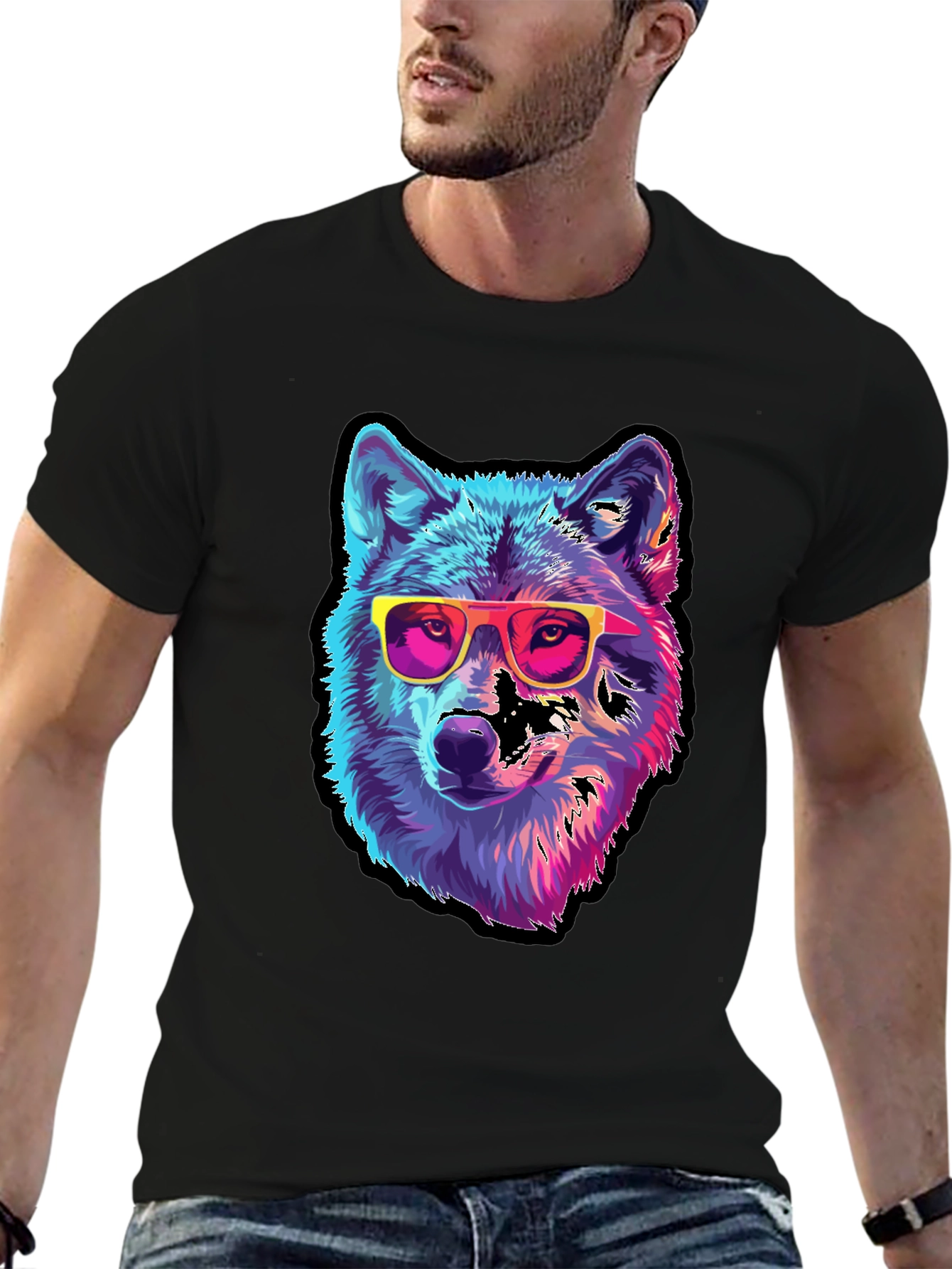 Cool Wolf Graphic Tee - Black