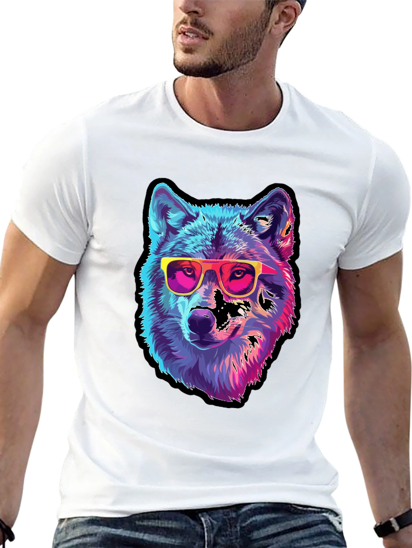 Cool Wolf Graphic Tee - Black