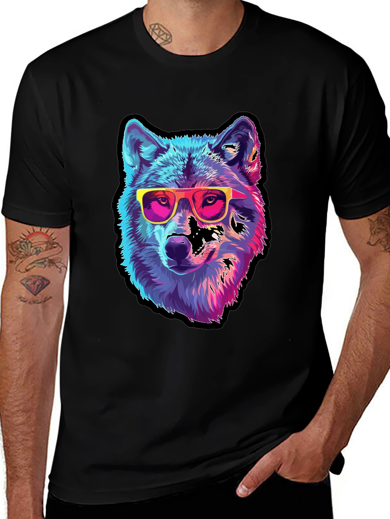 Cool Wolf Graphic Tee - Black