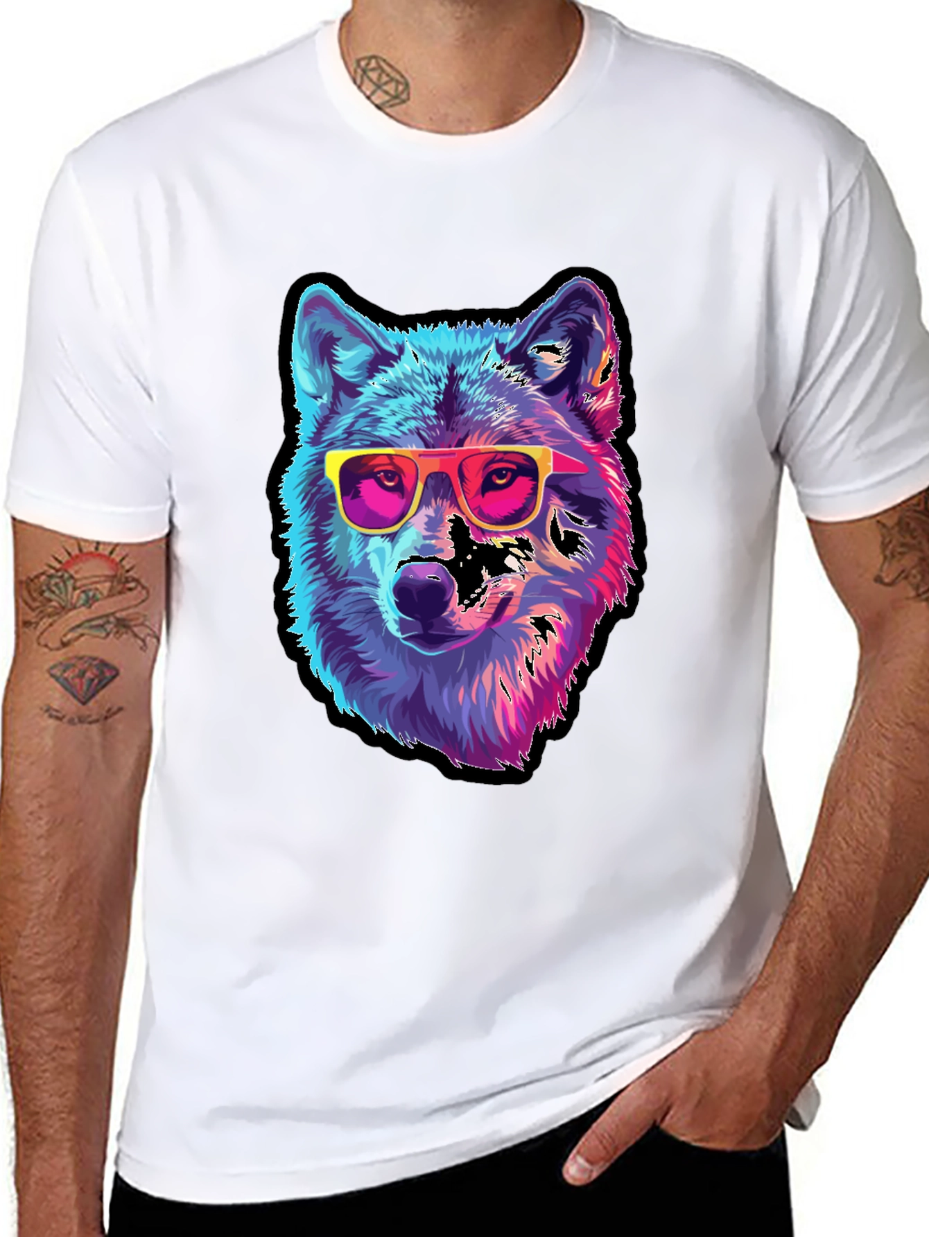 Cool Wolf Graphic Tee - Black