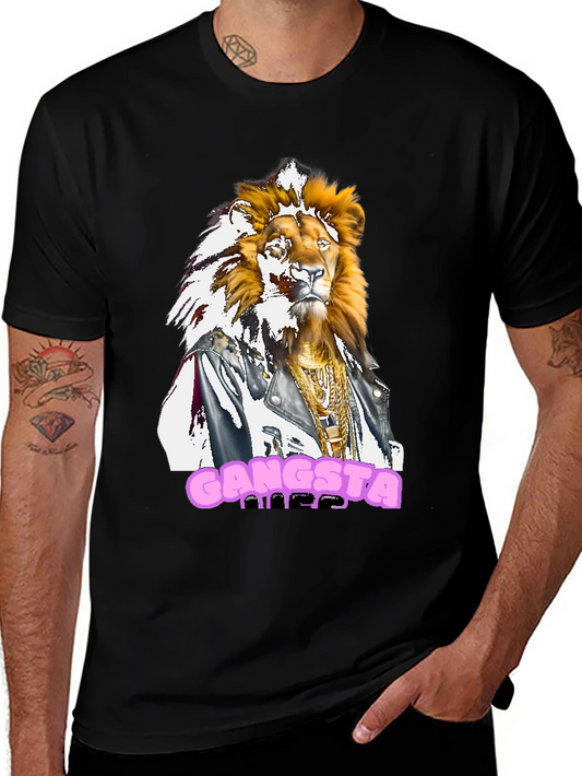 Gangsta Lion Graphic Tee - Streetwear Style