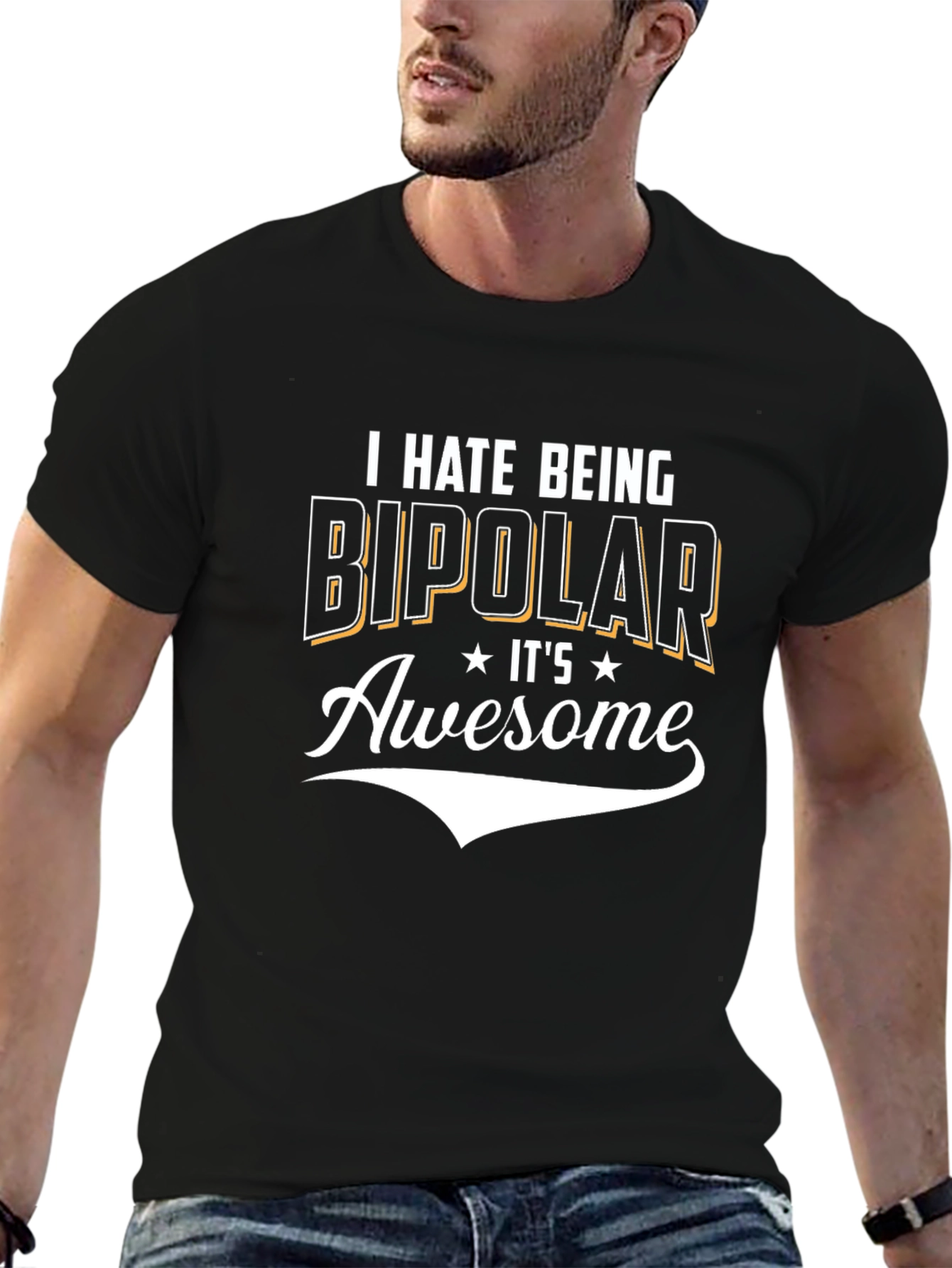 Funny Bipolar Graphic Tee - Black