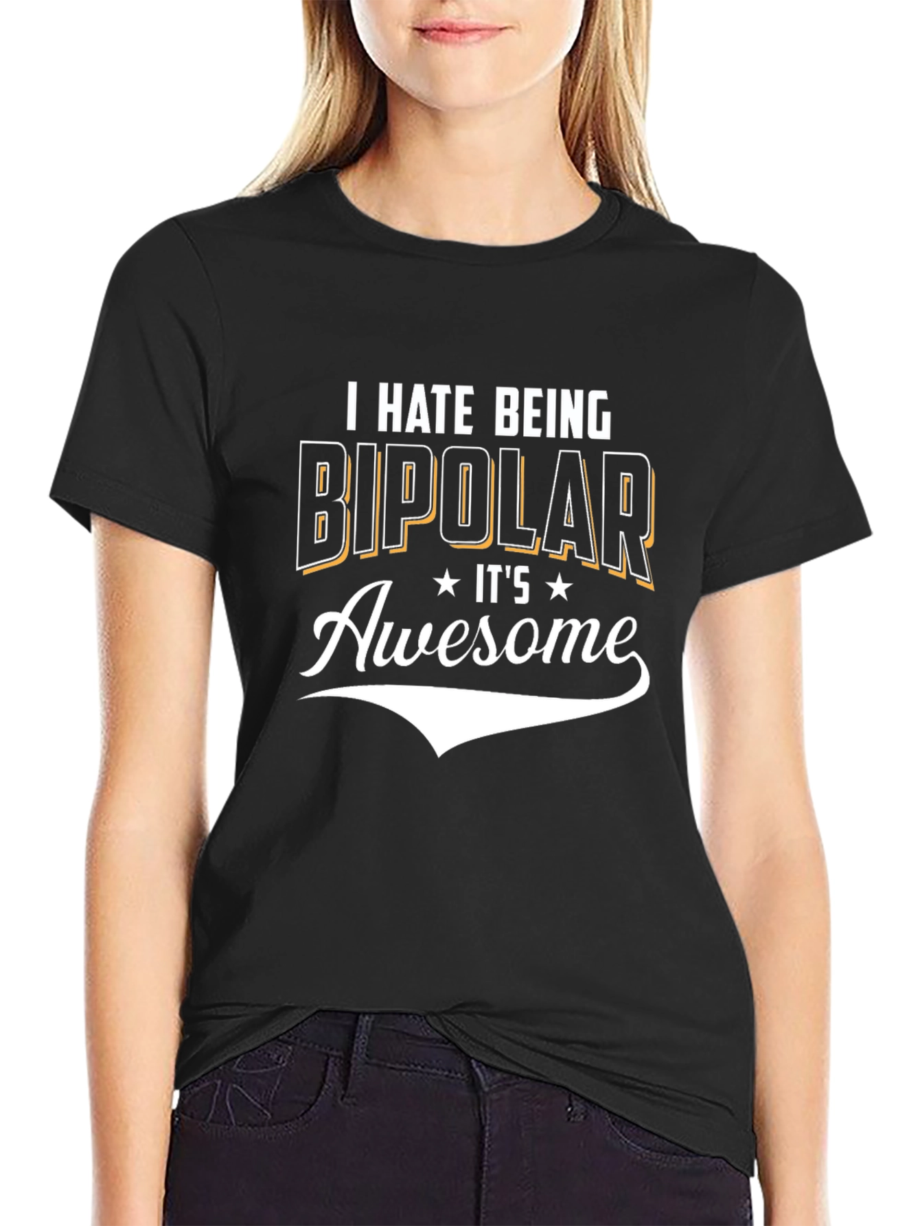 Funny Bipolar Graphic Tee - Black