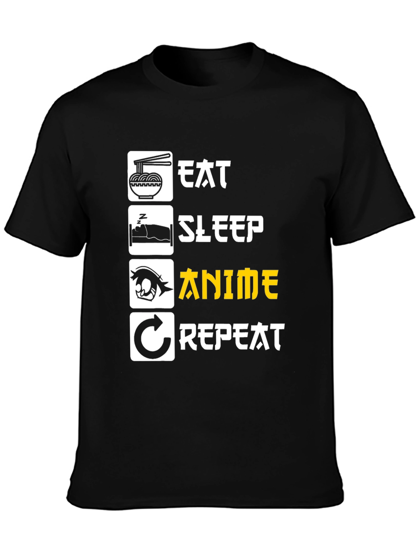 Eat Sleep Anime Repeat Graphic Tee