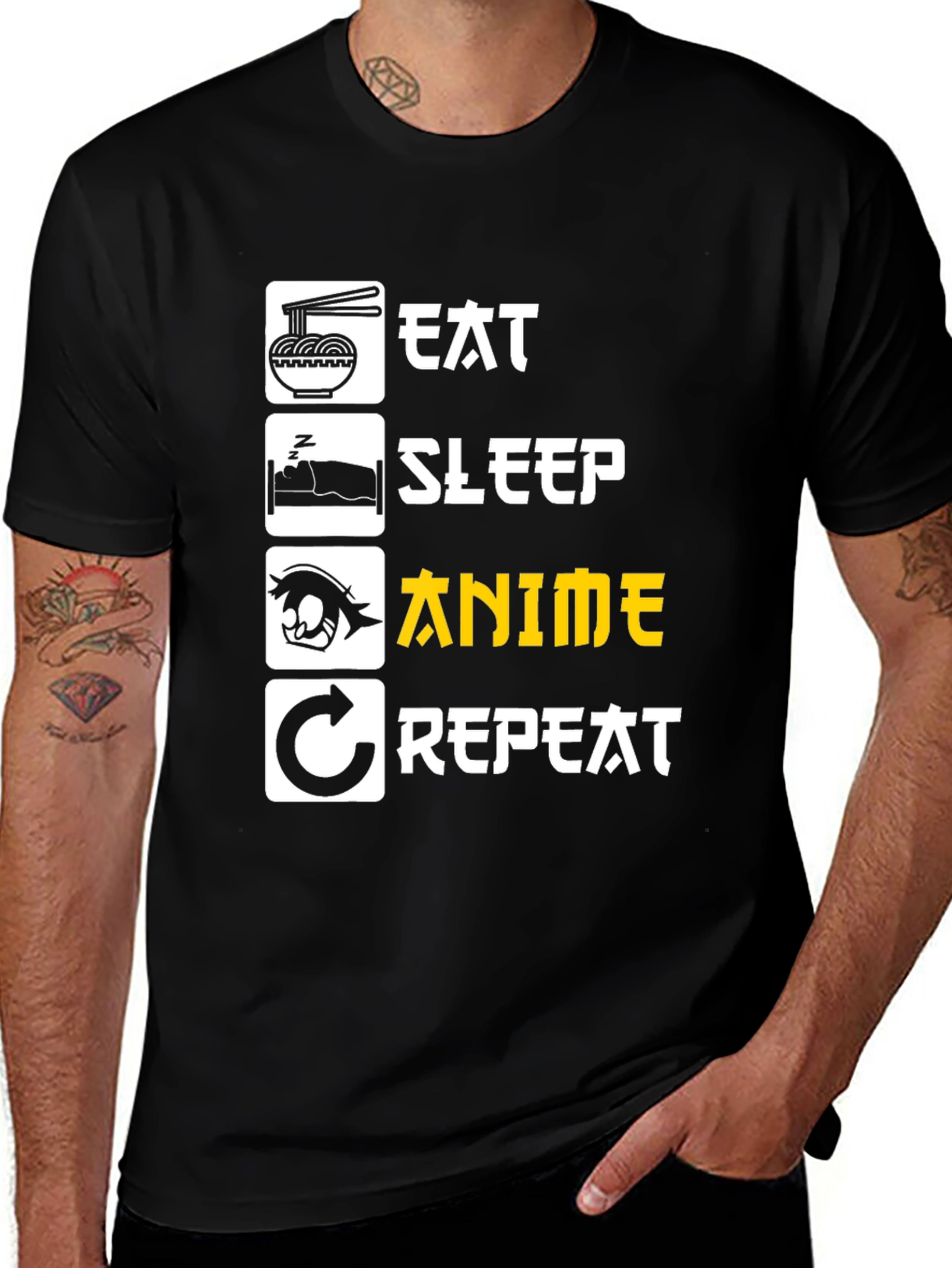 Eat Sleep Anime Repeat Graphic Tee