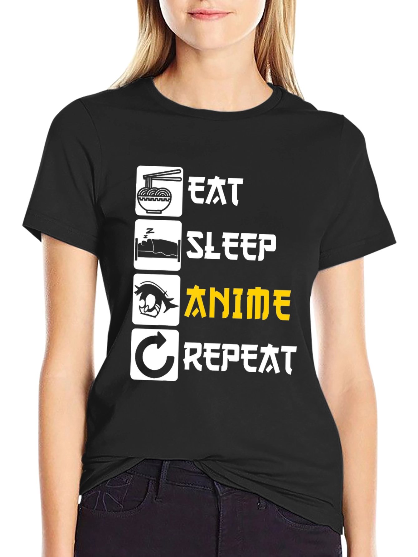 Eat Sleep Anime Repeat Graphic Tee