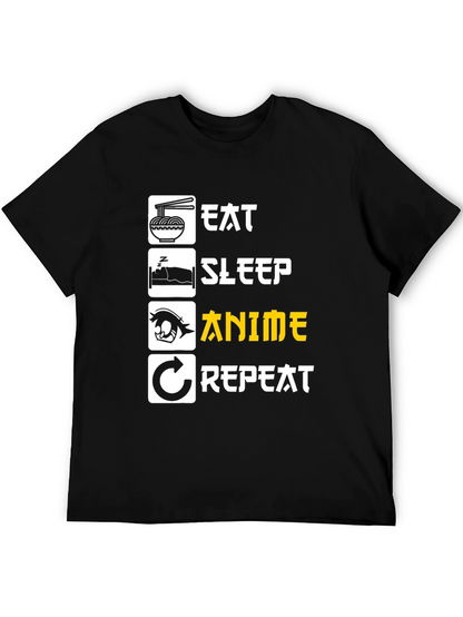 Eat Sleep Anime Repeat Graphic Tee