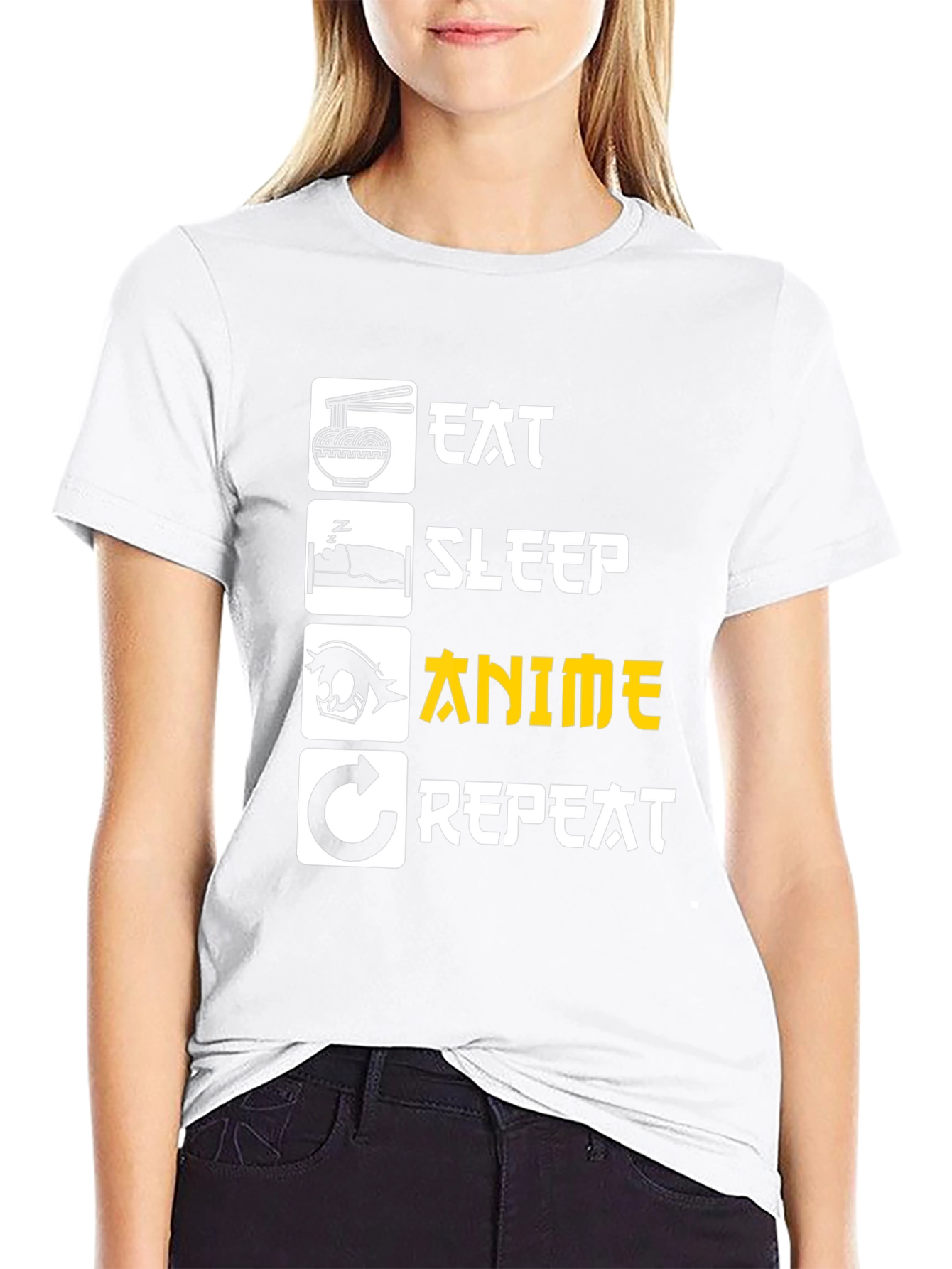 Eat Sleep Anime Repeat Graphic Tee