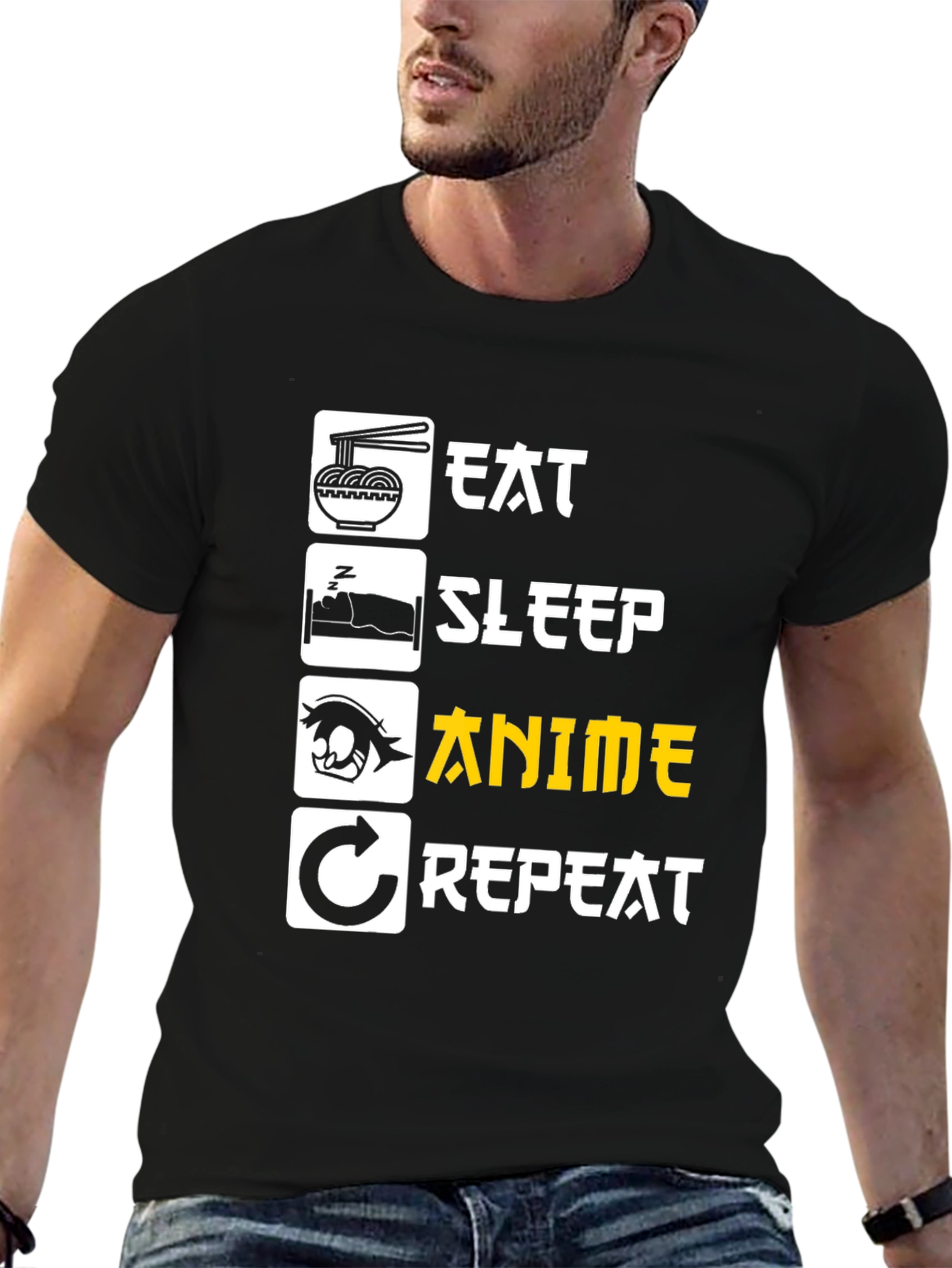 Eat Sleep Anime Repeat Graphic Tee