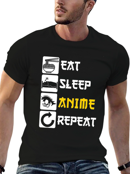 Eat Sleep Anime Repeat Graphic Tee
