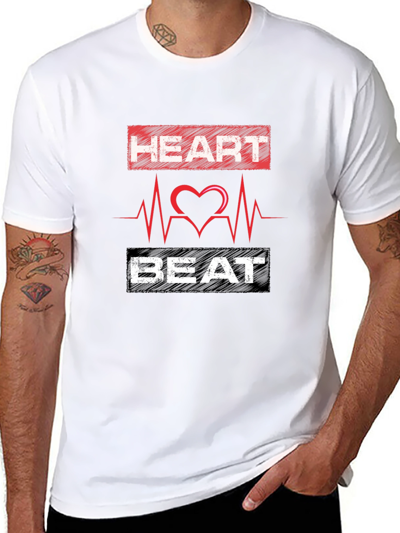 Heartbeat Graphic Print Mens T-Shirt