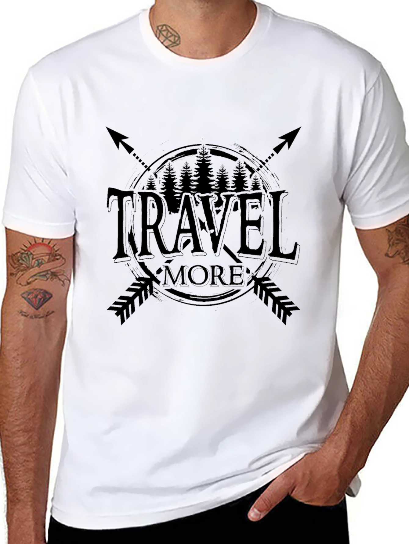 Travel More Graphic Tee - Black Cotton Shirt