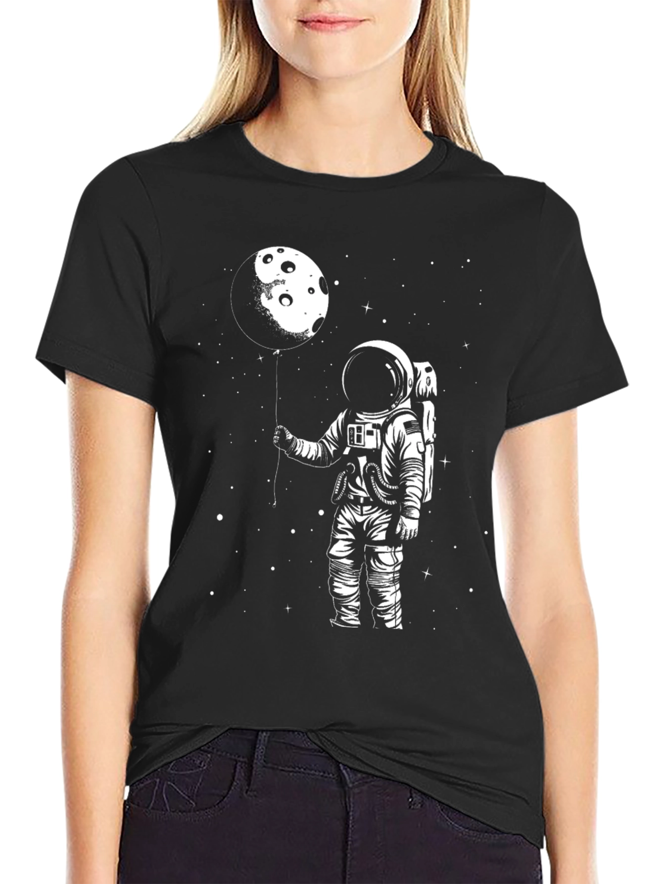 Astronaut Moon Balloon Graphic T-Shirt