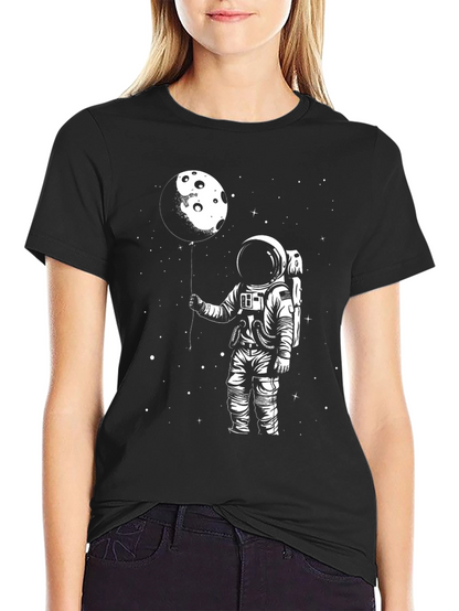 Astronaut Moon Balloon Graphic T-Shirt