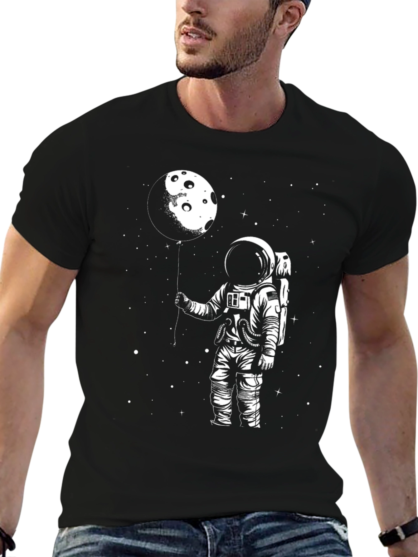 Astronaut Moon Balloon Graphic T-Shirt