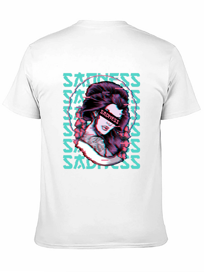 Sadness Woman Graphic Black T-Shirt