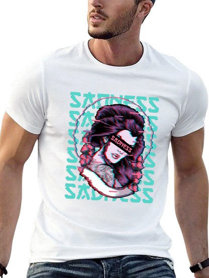 Sadness Woman Graphic Black T-Shirt
