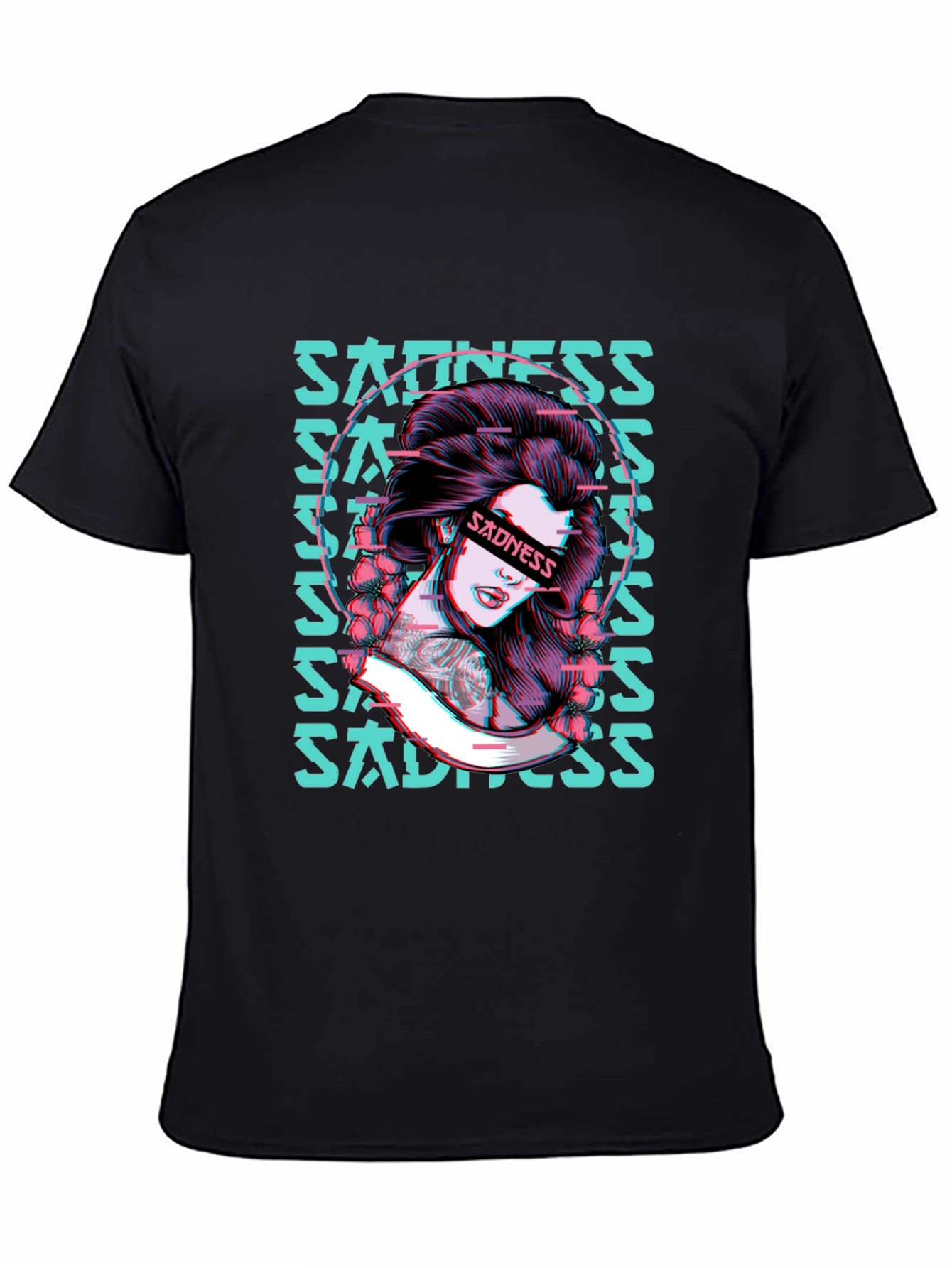 Sadness Woman Graphic Black T-Shirt