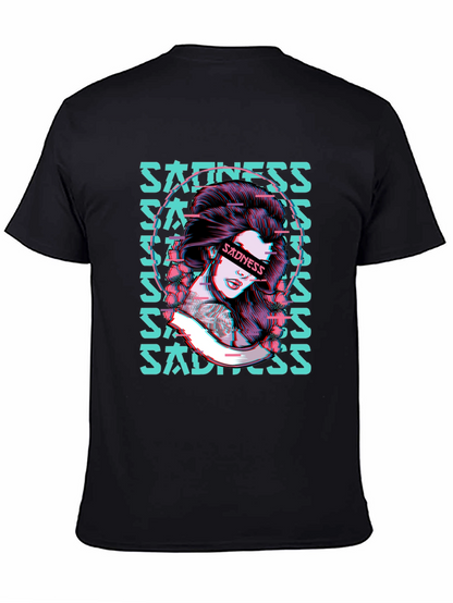 Sadness Woman Graphic Black T-Shirt