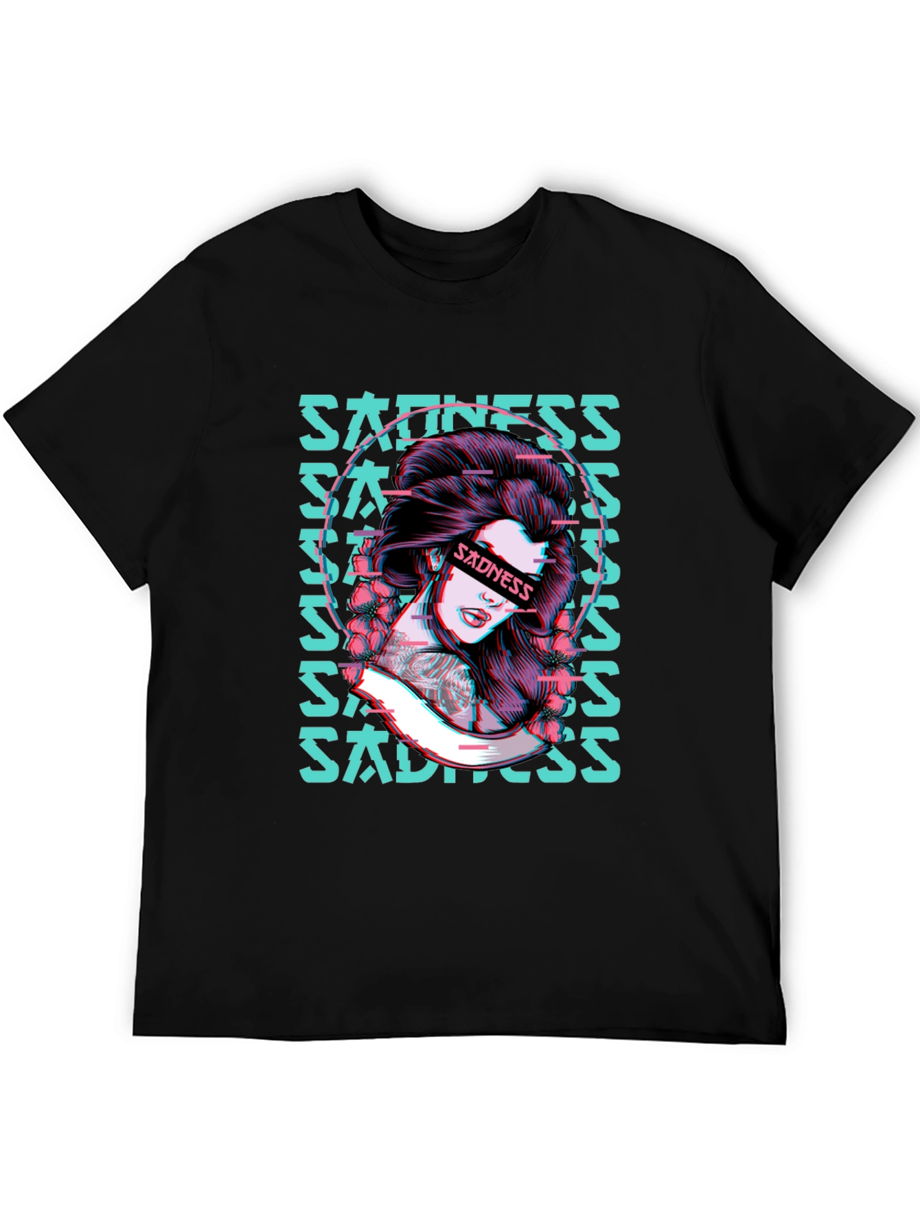Sadness Woman Graphic Black T-Shirt