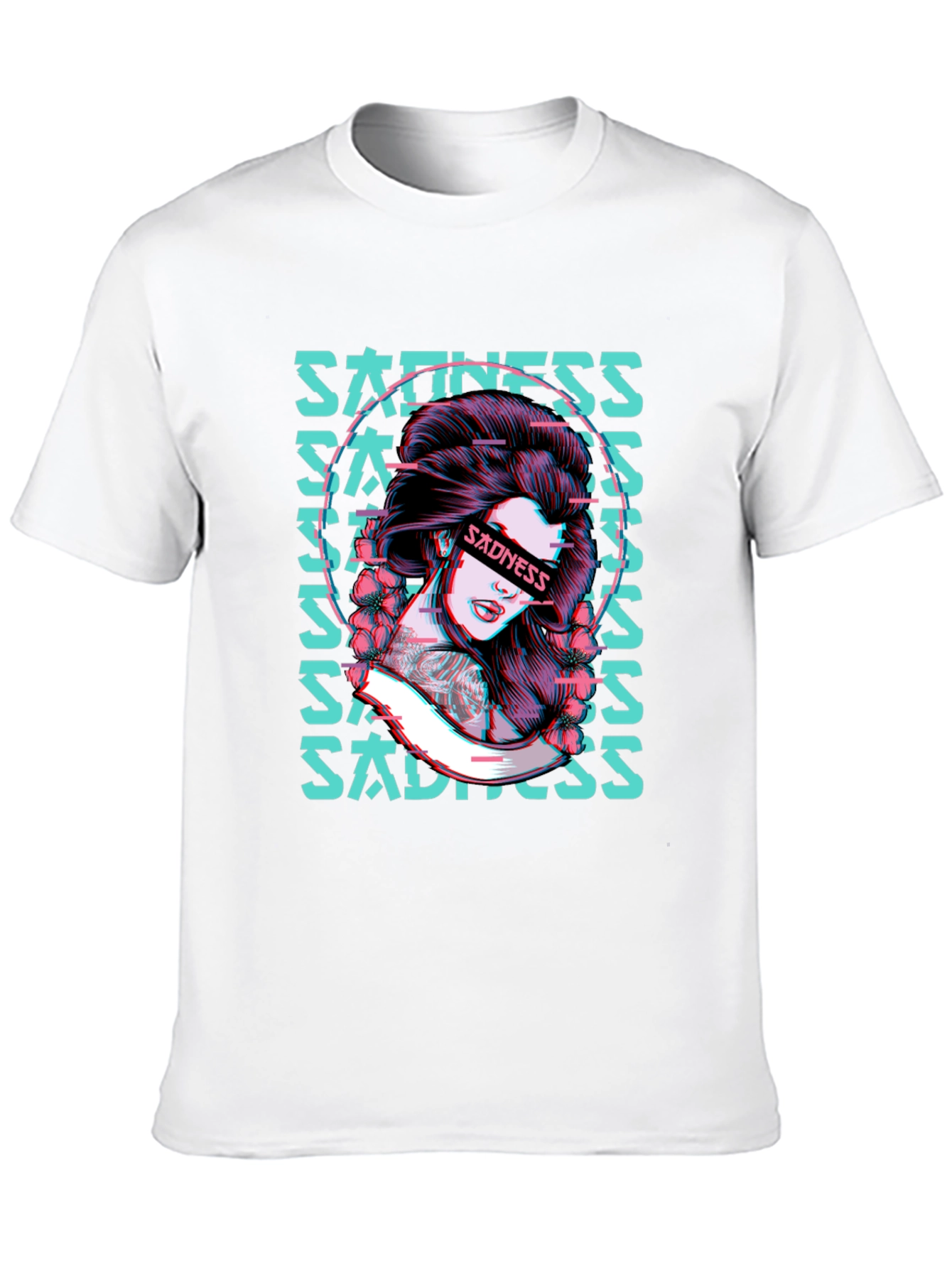 Sadness Woman Graphic Black T-Shirt