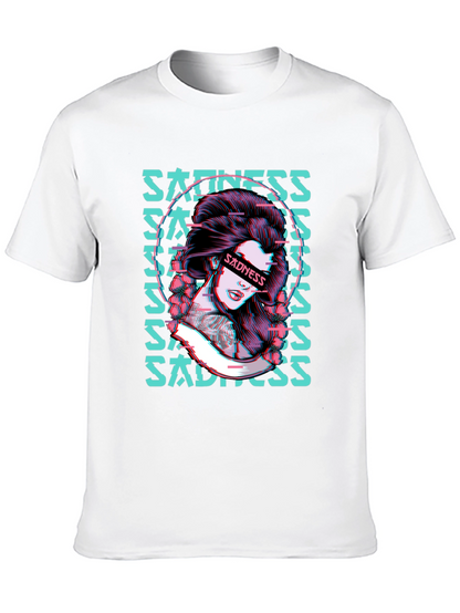 Sadness Woman Graphic Black T-Shirt