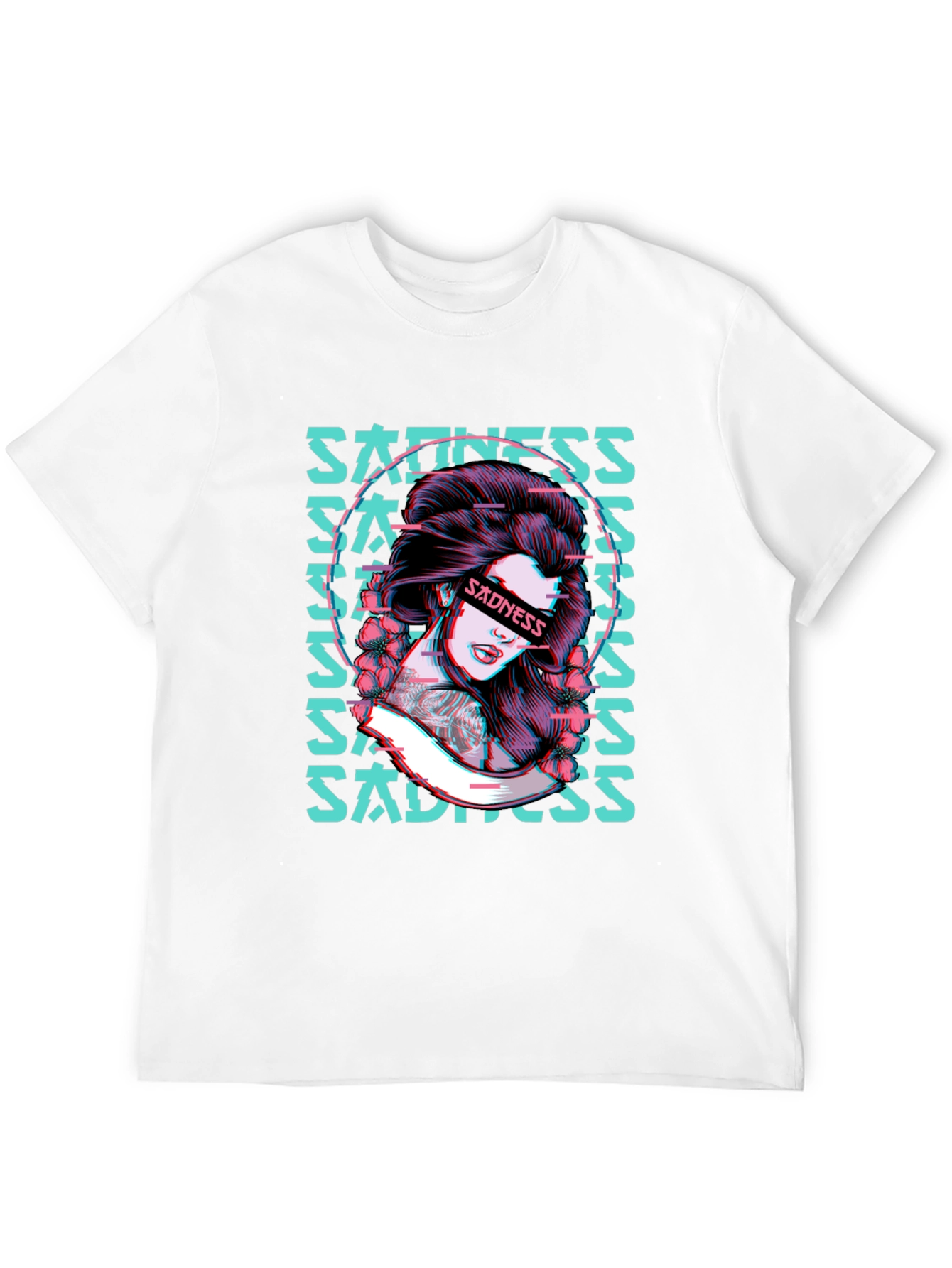 Sadness Woman Graphic Black T-Shirt