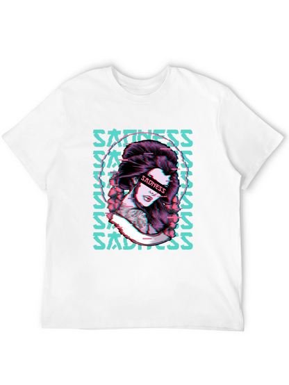 Sadness Woman Graphic Black T-Shirt
