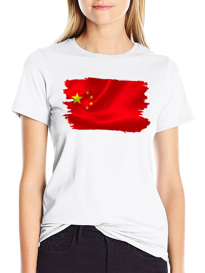 China Flag T-Shirt - Black Crew Neck Tee