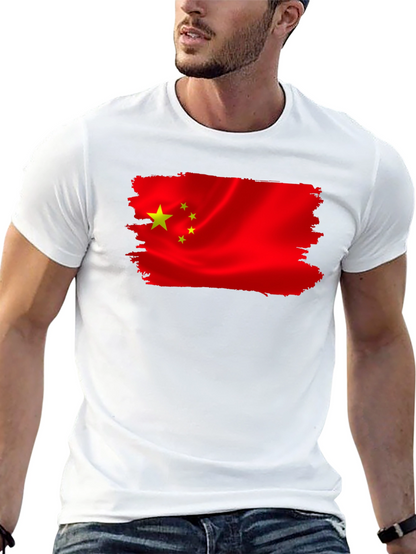 China Flag T-Shirt - Black Crew Neck Tee