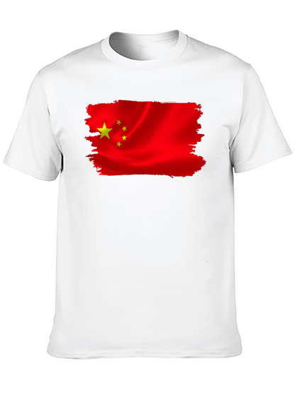 China Flag T-Shirt - Black Crew Neck Tee
