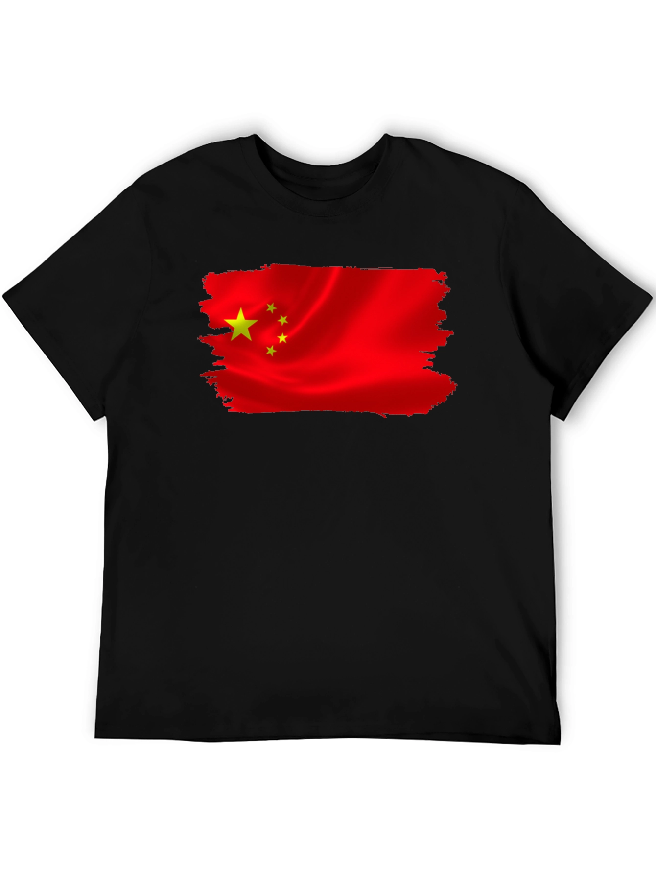 China Flag T-Shirt - Black Crew Neck Tee
