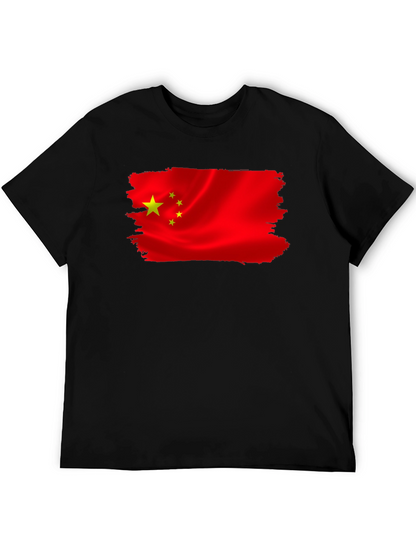 China Flag T-Shirt - Black Crew Neck Tee