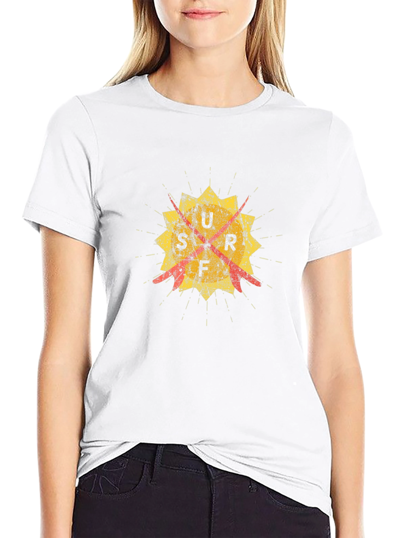 Distressed Graphic Tee - Retro Target Design - Black