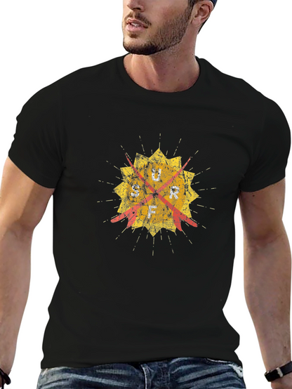 Distressed Graphic Tee - Retro Target Design - Black
